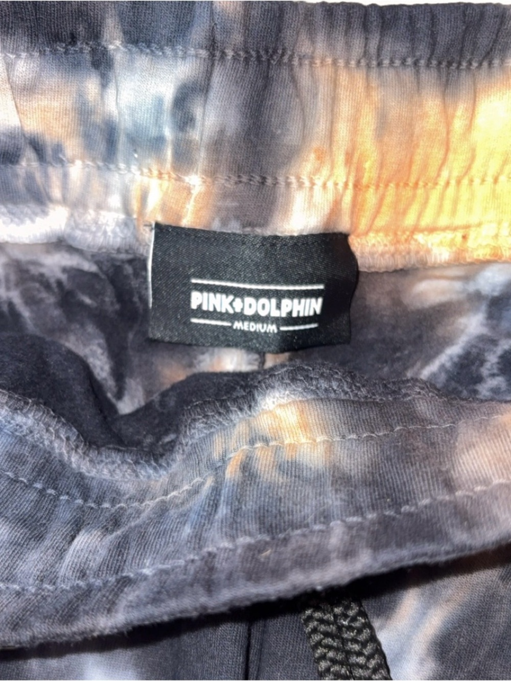 Pink Dolphin Tie-Dye Orange & Black Drawstring Shorts - Picture 2 of 3